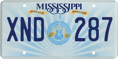 MS license plate XND287