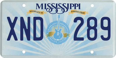 MS license plate XND289