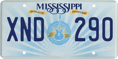 MS license plate XND290