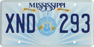 MS license plate XND293