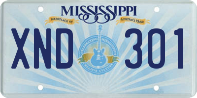 MS license plate XND301