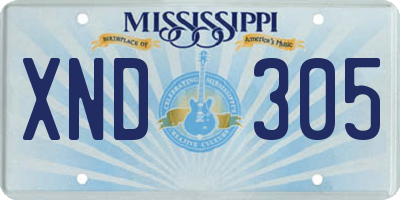 MS license plate XND305