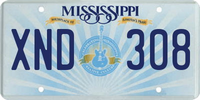 MS license plate XND308