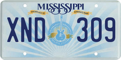 MS license plate XND309