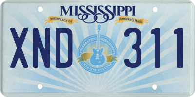 MS license plate XND311
