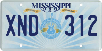 MS license plate XND312