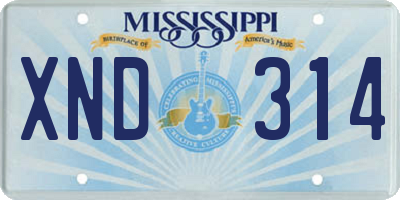 MS license plate XND314