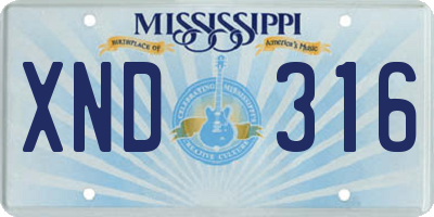 MS license plate XND316