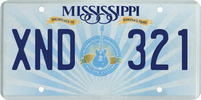 MS license plate XND321