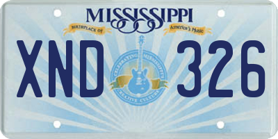 MS license plate XND326