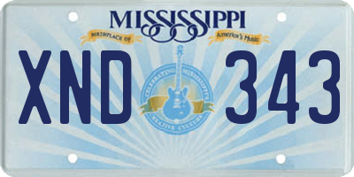MS license plate XND343