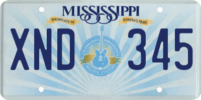 MS license plate XND345