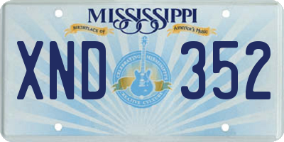 MS license plate XND352