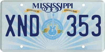 MS license plate XND353