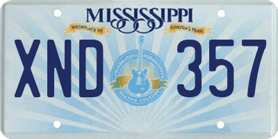 MS license plate XND357