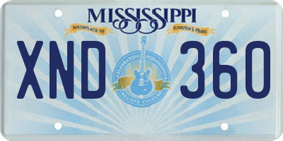 MS license plate XND360