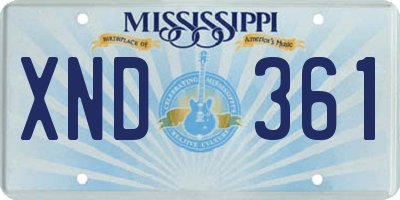 MS license plate XND361