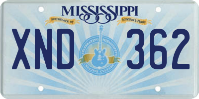 MS license plate XND362