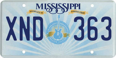 MS license plate XND363