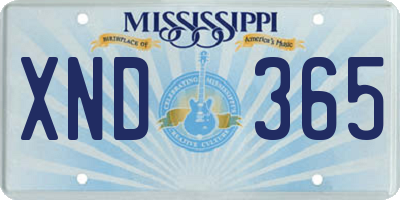MS license plate XND365