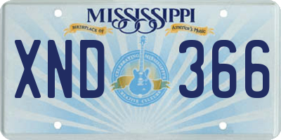 MS license plate XND366
