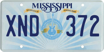 MS license plate XND372