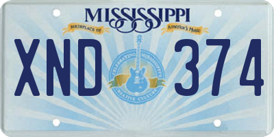 MS license plate XND374
