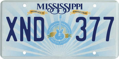MS license plate XND377