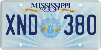MS license plate XND380