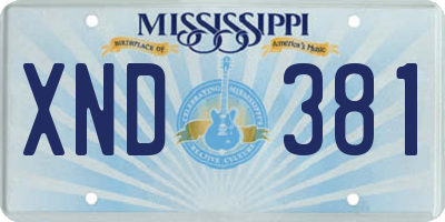 MS license plate XND381