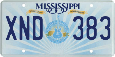 MS license plate XND383