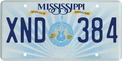 MS license plate XND384
