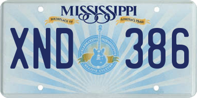 MS license plate XND386