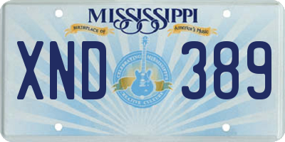 MS license plate XND389