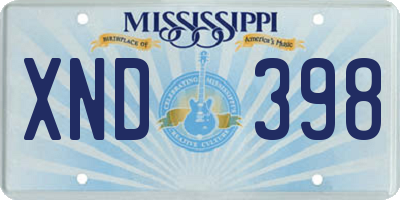 MS license plate XND398