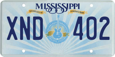 MS license plate XND402