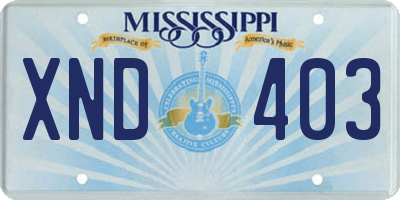 MS license plate XND403