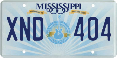 MS license plate XND404
