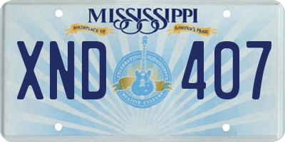 MS license plate XND407