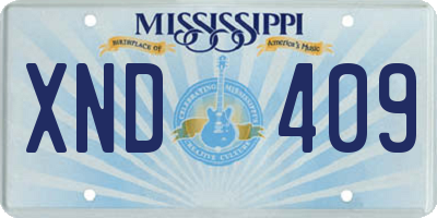 MS license plate XND409