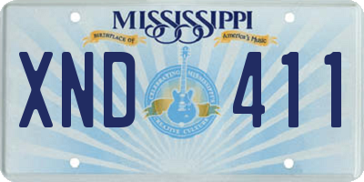 MS license plate XND411