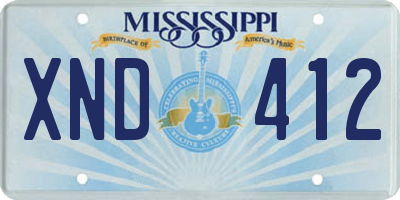 MS license plate XND412