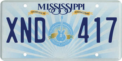 MS license plate XND417