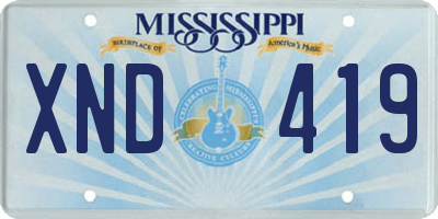 MS license plate XND419