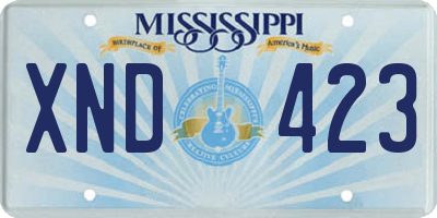 MS license plate XND423