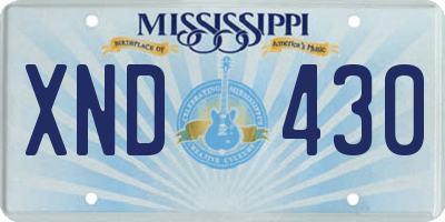 MS license plate XND430