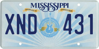 MS license plate XND431