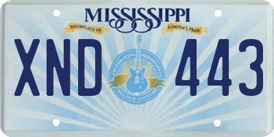 MS license plate XND443