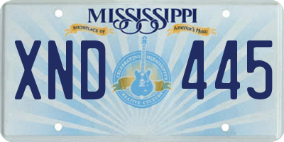 MS license plate XND445