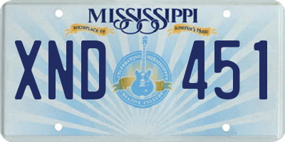 MS license plate XND451